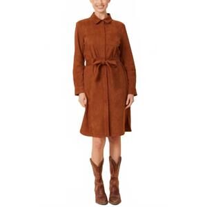 NEW DOLCE CABO faux suede belted dress in rust brown